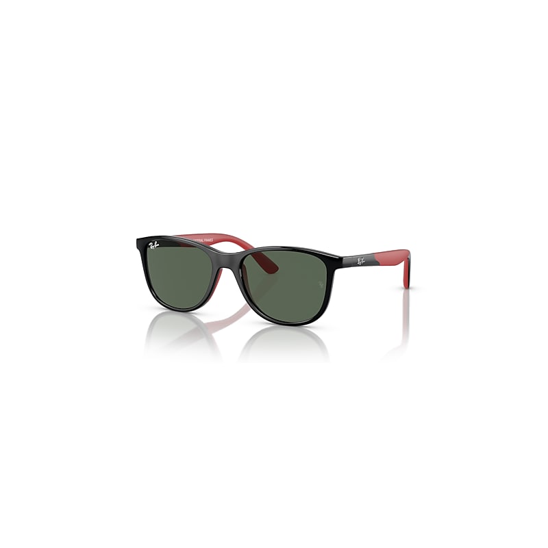 Ray-Ban Rb9077s Kids Bio-based Sonnenbrillen Schwarz Auf Rot Fassung Green Glas 49-16 von Ray-Ban