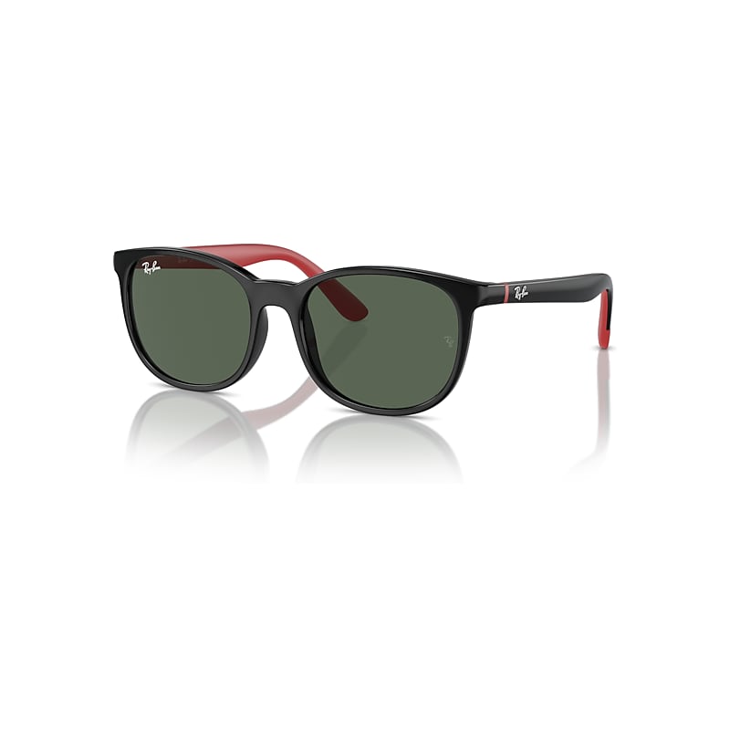 Ray-Ban Rb9079s Kids Bio-based Sonnenbrillen Schwarz Auf Rot Fassung Green Glas 49-16 von Ray-Ban