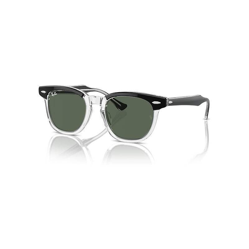 Ray-Ban Rb9098s Kids Sonnenbrillen Schwarz Auf Transparent Fassung Grün Glas 45-18 von Ray-Ban