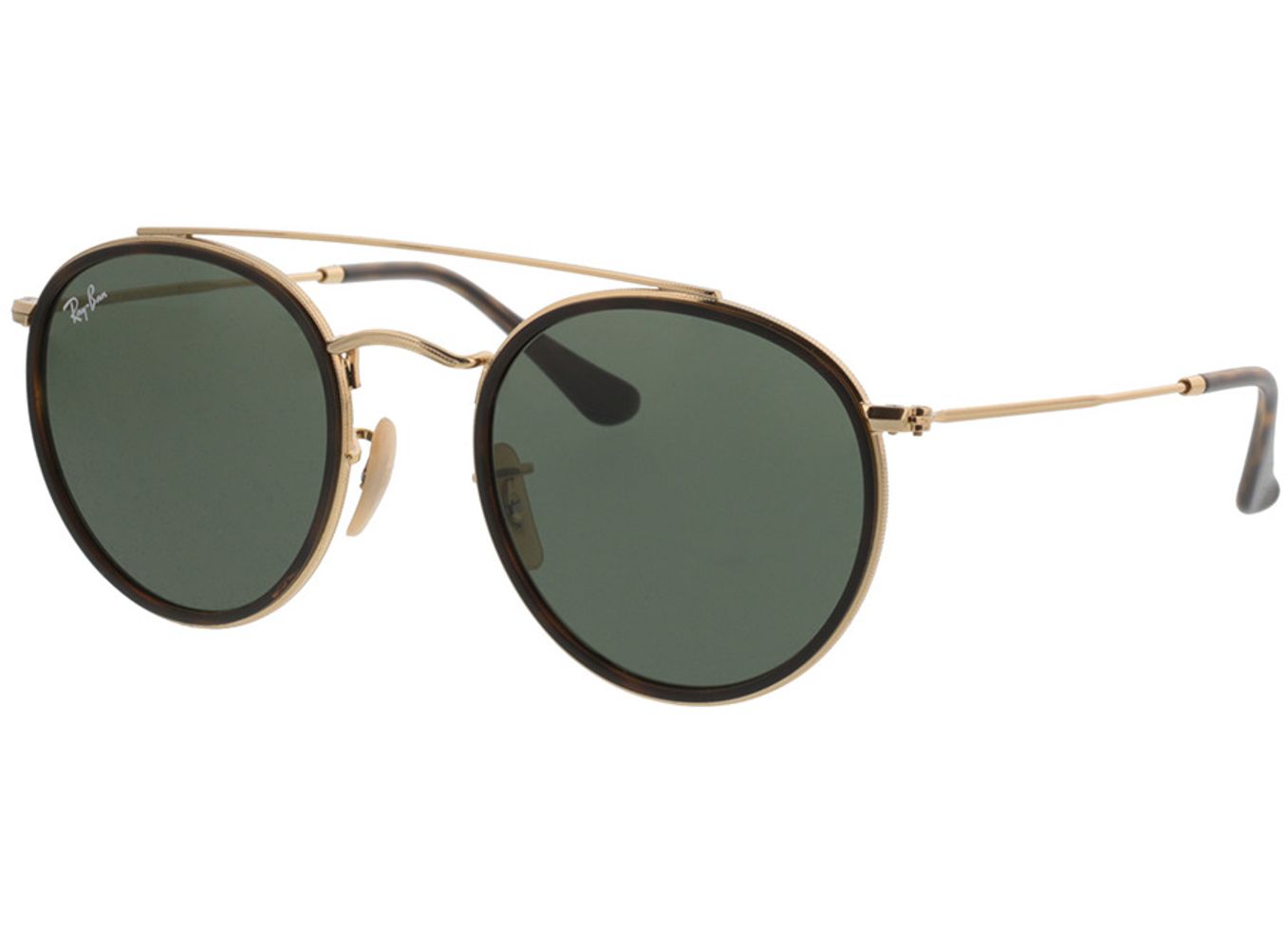 Ray-Ban Round Double Bridge RB3647N 001 51-22 Sonnenbrille mit Sehstärke erhältlich, Damen/Herren, Vollrand, Pilot von Ray-Ban