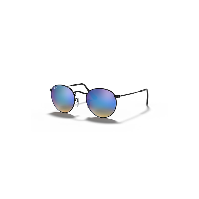 Ray-Ban Round Flash Lenses Gradient Sonnenbrillen Schwarz Fassung Blau Glas 53-21 von Ray-Ban