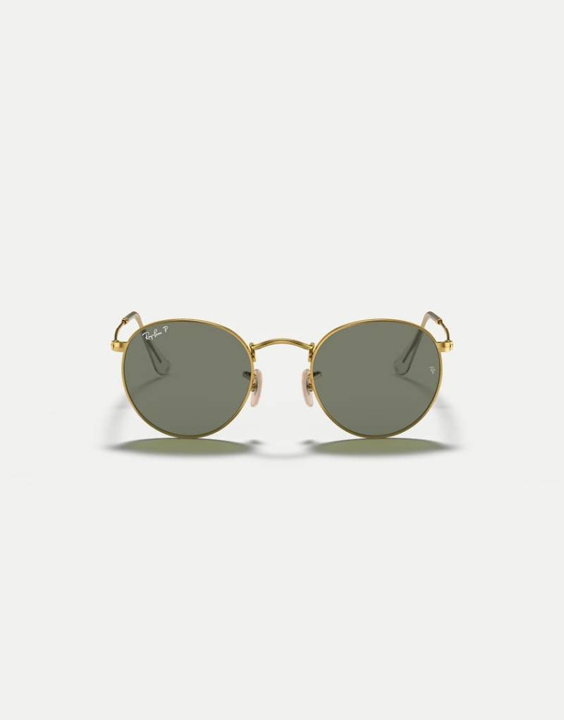 Ray-Ban - Runde, polarisierte Metall-Sonnenbrille in Arista-Gold mit grünen Gläsern-Goldfarben von Ray-Ban