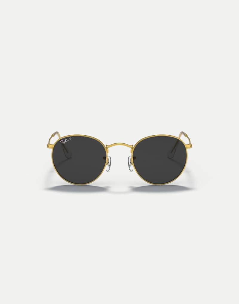 Ray-Ban - Runde, polarisierte Metall-Sonnenbrille in Gold-Optik mit schwarzen Gläsern-Goldfarben von Ray-Ban