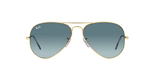 Ray-Ban Sonnenbrille RB3025 AVIATOR LARGE METAL 001/3M Unisex Farbe Gold Glas Blau Größe 55 mm von Ray-Ban