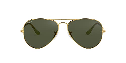 Ray-Ban Damen Aviator Large Metal Sonnenbrille, Gold (Gestell: Gold, Gläser: Grün Klassisch Nicht-polarisiert L0205), L EU von Ray-Ban