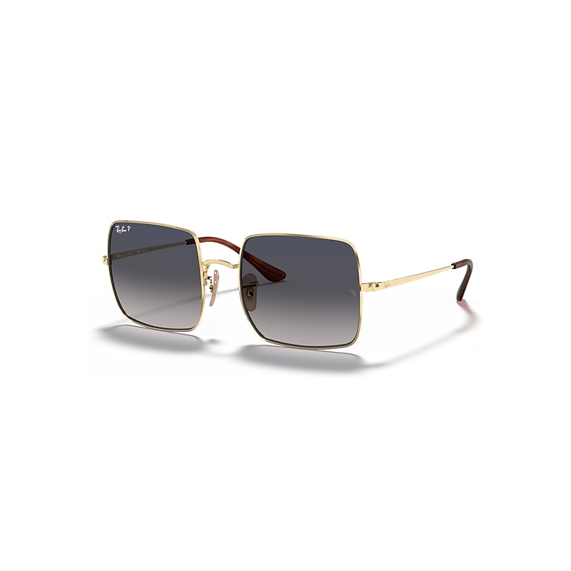 Ray-Ban Square 1971 Classic Sonnenbrillen Gold Fassung Blau Glas Polarisiert 54-19 von Ray-Ban