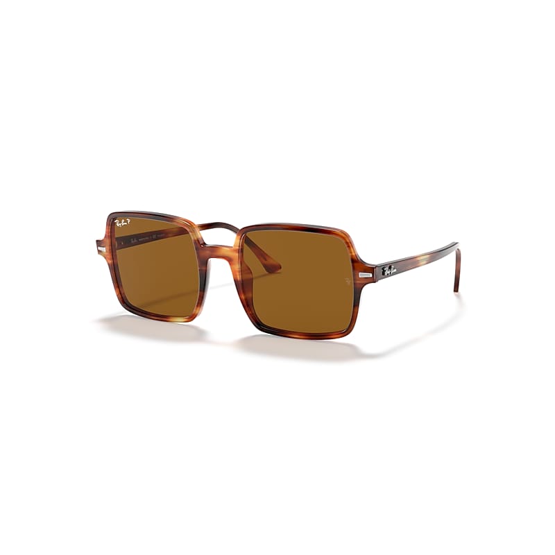 Ray-Ban Square II Sonnenbrillen Havana Gestreift Fassung Braun Glas Polarisiert 53-20 von Ray-Ban