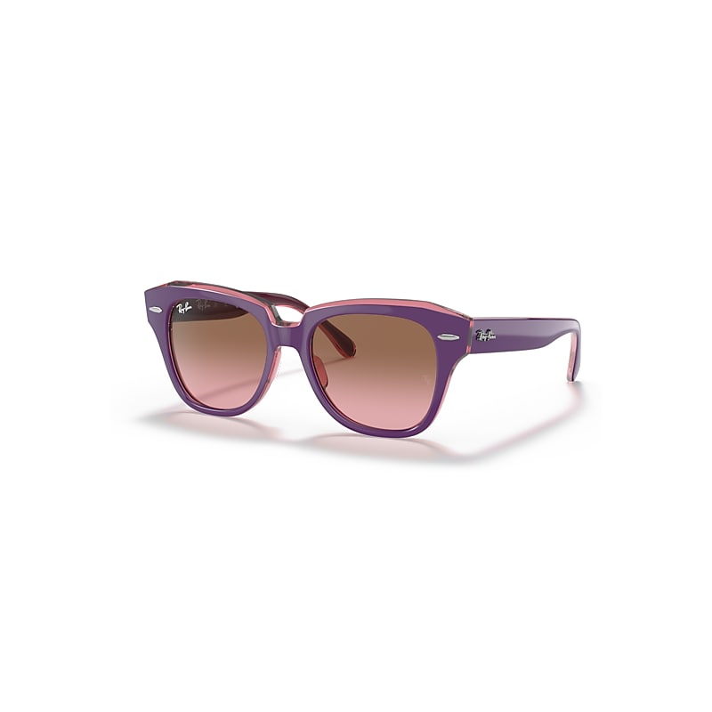 Ray-Ban State Street Kids Sonnenbrillen Violett Auf Rosa Transparent Fassung Rosa Glas 43-15 von Ray-Ban