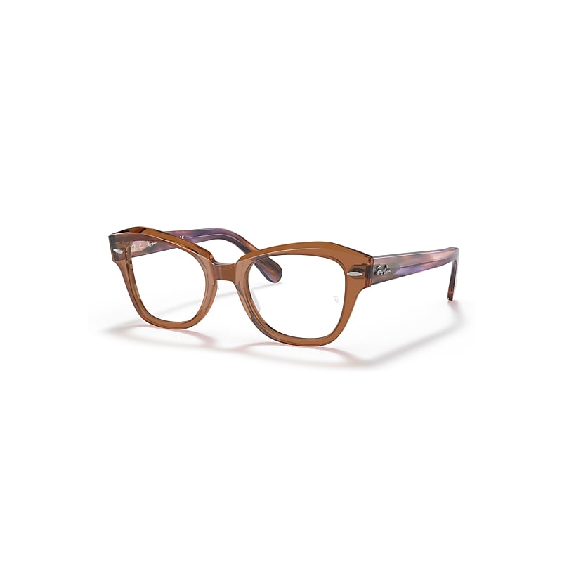 Ray-Ban State Street Optics  Havana Violett Gestreift Fassung Klar Glas Polarisiert 46-20 von Ray-Ban