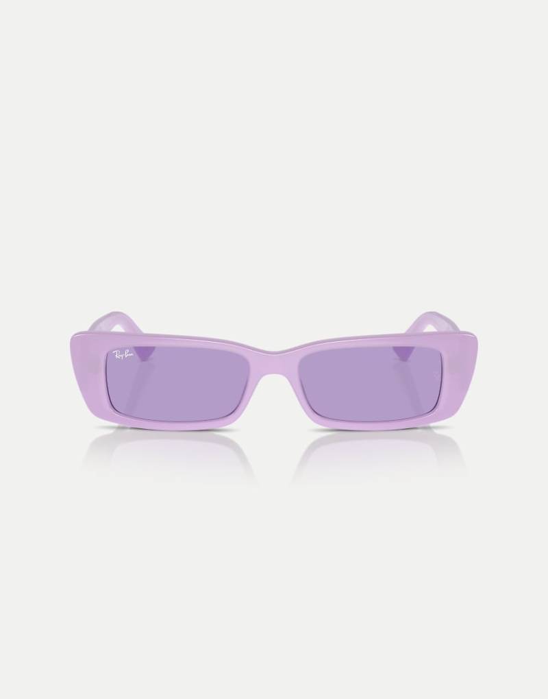 Ray-Ban - Teru - Rechteckige Sonnenbrille in Flieder mit lila Gläsern von Ray-Ban