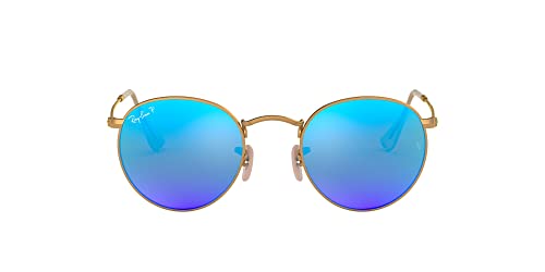 Ray-Ban Unisex Rb 3447 Sonnenbrille, Gold (Gestell: Gold, Gläser: Polarized Blau Flash 112/4L), Medium (Herstellergröße: 50) von Ray-Ban
