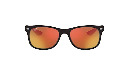 Ray-Ban Kinder Unisex Rj9052s Sonnenbrille, Schwarz (Gestell: Schwarz, Gläser: Rot Verspiegelt 100S6Q), Medium (Herstellergröße: 48) von Ray-Ban