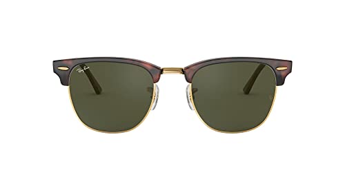 Ray-Ban Unisex Clubmaster Sonnenbrille, Braun (Gestell: Havana, Gläser: Grün Klassisch W0366), Medium (Herstellergröße: 49) EU von Ray-Ban