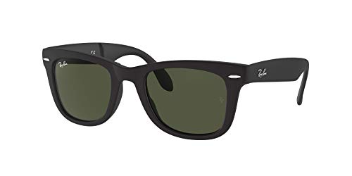 Ray-Ban Herren Folding Wayfarer Sonnenbrille, Schwarz (Schwarz/ Klassisch Grün), 50 mm EU von Ray-Ban