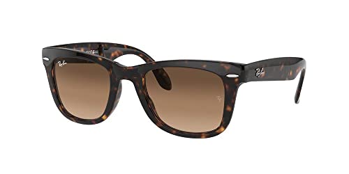 Ray-Ban Unisex Folding Wayfarer Sonnenbrille, Braun (Gestell: Braun (Light Havana) Glas: Braun Verlauf 710/51), 50 mm EU von Ray-Ban