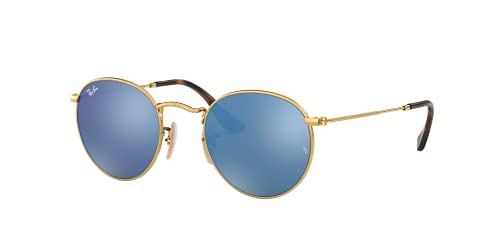 Ray-Ban Unisex Rb 3447n Sonnenbrille, Gold (Gestell: Gold,Bügel: Havana, Gläser: leichtes blau 001/9O), Small (Herstellergröße: 50) von Ray-Ban