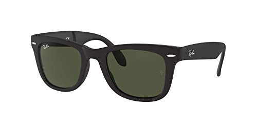 Ray Ban Unisex Sonnenbrille Wayfarer Folding Classic, Gr. 54 mm, Schwarz (Gestell: Schwarz matt, Gläser: Klassisch 601S) von Ray-Ban
