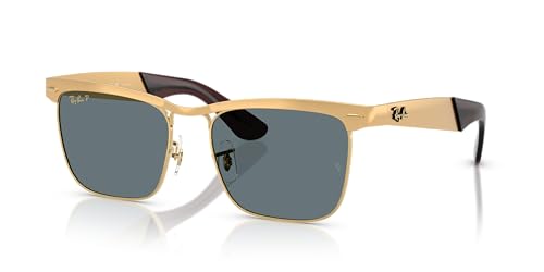 Ray-Ban Unisex Wayfarer Deluxe Sonnenbrille, Sandgestrahlte Legende Gold/Dunkelblau Polar von Ray-Ban