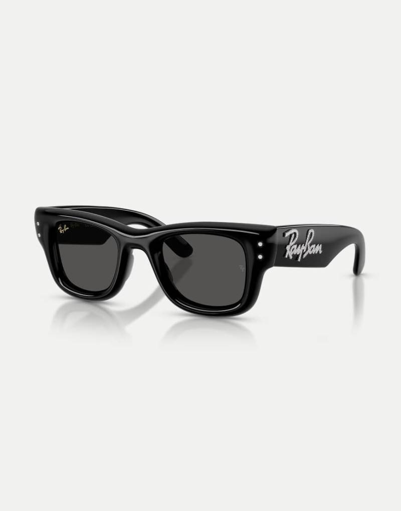 Ray-Ban - Wayfarer Crystal Edition - Gewölbte, eckige Sonnenbrille in Schwarz mit schwarzen Gläsern und Strassverzierung von Ray-Ban