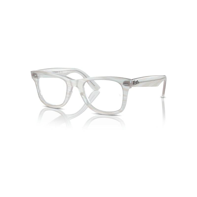 Ray-Ban Wayfarer Ease Optics Change  Hellblau Gestreift Selbsttönend Fassung Klar Glas Polarisiert 50-22 von Ray-Ban