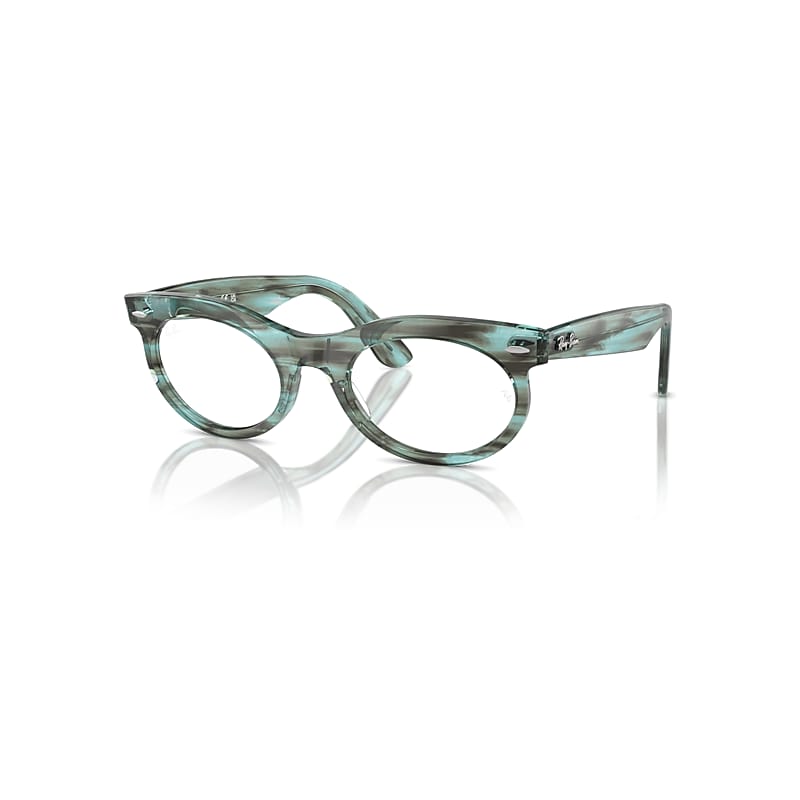 Ray-Ban Wayfarer Oval Optics  Striped Transparent Green Fassung Klar Glas Polarisiert 50-22 von Ray-Ban