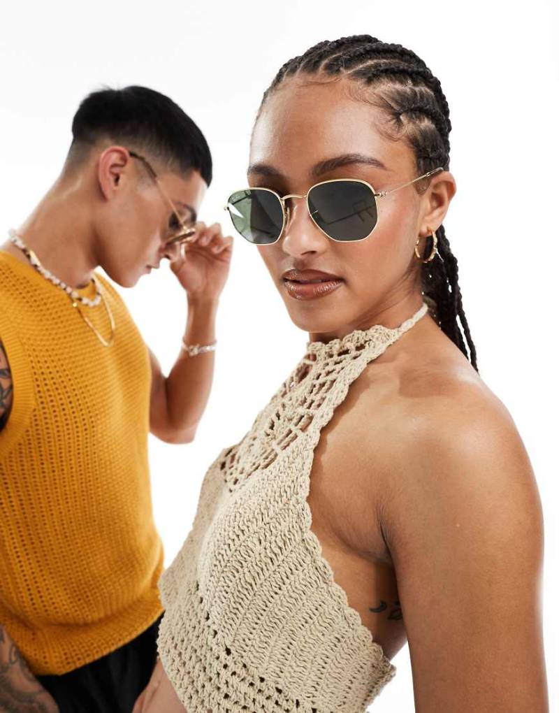 Ray-ban - Sechseckige Sonnenbrille in Goldoptik-Goldfarben von Ray-Ban