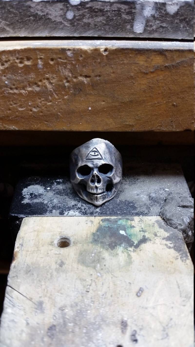 sterling Silber Totenkopf Mit All Seeing Eye sterling Silber Totenkopf Mit All Seeing Eye von RayCrinziJewelers