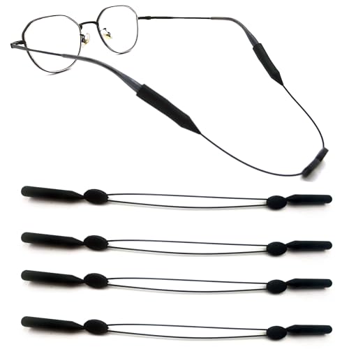 Rayconup Sportbrillenbänder, 4 Stück Sportbrillenbänder mit Silikonmaterial und Einstellbarkeit für Herren und Damen, ideal für Sonnenbrille oder Sportbrille von Rayconup