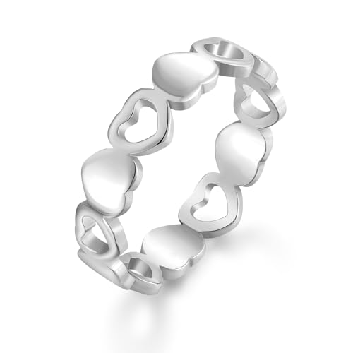 Raymard Damen Edelstahl Herz Ewigkeitsring hochglanzpoliert stapelbar Liebesring für Frauen Größe 5-9, Edelstahl, Kein Edelstein Raymard Damen Edelstahl Herz Ewigkeitsring hochglanzpoliert stapelbar Liebesring für Frauen Größe 5-9, Edelstahl, Kein Edelstein von Raymard