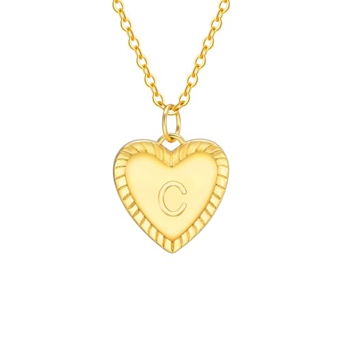 Raymard Halskette mit Initiale in Herzform für Damen, 18 Karat vergoldet, Buchstaben-Anhänger für Frauen, Edelstahl-Kabel-Gliederkette, Schmuck, Edelstahl, Kein Edelstein Raymard Halskette mit Initiale in Herzform für Damen, 18 Karat vergoldet, Buchstaben-Anhänger für Frauen, Edelstahl-Kabel-Gliederkette, Schmuck, Edelstahl, Kein Edelstein von Raymard