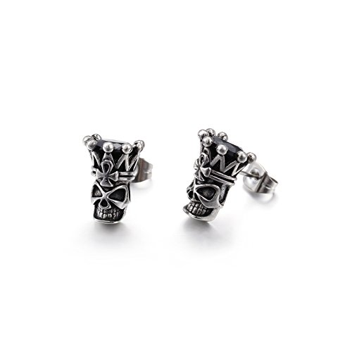 Raymard Herren 316L Edelstahl Punk Krone Schädel Ohrstecker Zirkonia Skelett Ohrringe Ohrstecker für Männer oder Frauen, Edelstahl, Zirkonia Raymard Herren 316L Edelstahl Punk Krone Schädel Ohrstecker Zirkonia Skelett Ohrringe Ohrstecker für Männer oder Frauen, Edelstahl, Zirkonia von Raymard