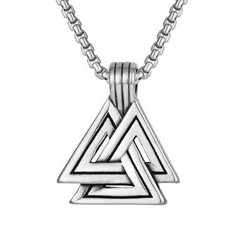 Raymard Herren Edelstahl Wikinger Valknut Halskette Norse Talisman Anhänger für Männer mit 61.0 cm Rolo Kette von Raymard