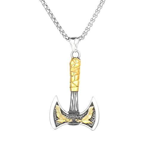 Raymard Herren-Halskette mit Raben-Doppelkopf, nordischer Talismen-Anhänger für Herren, 61 cm, Rolokette, Wikingerschmuck für Männer, Edelstahl, Kein Edelstein Raymard Herren-Halskette mit Raben-Doppelkopf, nordischer Talismen-Anhänger für Herren, 61 cm, Rolokette, Wikingerschmuck für Männer, Edelstahl, Kein Edelstein von Raymard