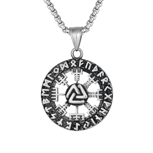 Raymard Herren Wikinger Rune Halskette, nordischer Valknut Talisman Anhänger für Männer, mit 61.0 cm Rolokette Raymard Herren Wikinger Rune Halskette, nordischer Valknut Talisman Anhänger für Männer, mit 61.0 cm Rolokette von Raymard