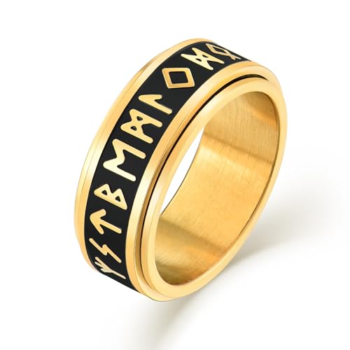 Raymard Vintage Viking Rune Spinner Epoxy Ring für Herren Edelstahl Norse Amulett Ringe Größe 7-12, Edelstahl, Kein Edelstein Raymard Vintage Viking Rune Spinner Epoxy Ring für Herren Edelstahl Norse Amulett Ringe Größe 7-12, Edelstahl, Kein Edelstein von Raymard