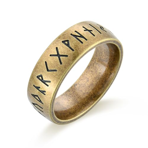 Raymard Vintage Wikinger Rune Ring für Herren Edelstahl Norse Amulett Ringe Größe 7-12, Edelstahl, Kein Edelstein Raymard Vintage Wikinger Rune Ring für Herren Edelstahl Norse Amulett Ringe Größe 7-12, Edelstahl, Kein Edelstein von Raymard