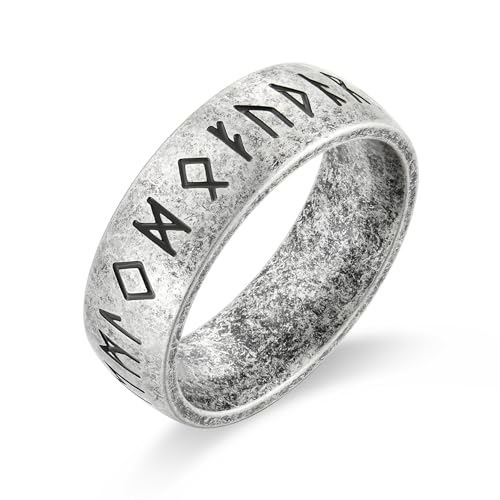 Raymard Vintage Wikinger Rune Ring für Herren Edelstahl Norse Amulett Ringe Größe 7-12, Edelstahl, Kein Edelstein Raymard Vintage Wikinger Rune Ring für Herren Edelstahl Norse Amulett Ringe Größe 7-12, Edelstahl, Kein Edelstein von Raymard