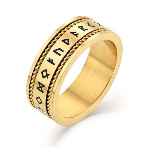 Raymard Vintage Wikinger Rune Seil Ring für Herren Edelstahl nordische Amulettringe Größe 7-12, Edelstahl, Kein Edelstein von Raymard