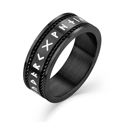 Raymard Vintage Wikinger Rune Seil Ring für Herren Edelstahl nordische Amulettringe Größe 7-12, Edelstahl, Kein Edelstein Raymard Vintage Wikinger Rune Seil Ring für Herren Edelstahl nordische Amulettringe Größe 7-12, Edelstahl, Kein Edelstein von Raymard