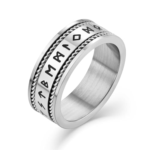 Raymard Vintage Wikinger Rune Seil Ring für Herren Edelstahl nordische Amulettringe Größe 7-12, Edelstahl, Kein Edelstein Raymard Vintage Wikinger Rune Seil Ring für Herren Edelstahl nordische Amulettringe Größe 7-12, Edelstahl, Kein Edelstein von Raymard