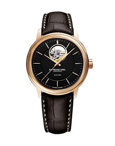 Raymond Weil WEIL Maestro Herrenuhr – 2227 – PC5 – 20021 – rund – mechanisch mit automatischem Aufzug und sichtbarer Unruh, schwarz, Kasten 40 mm von Raymond Weil