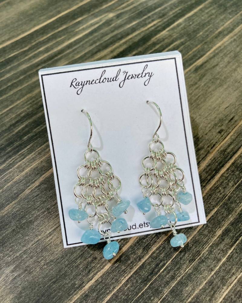 Zottelschleifen Sterling Silber Ohrringe Chainmaille Ohrhänger von Raynecloud