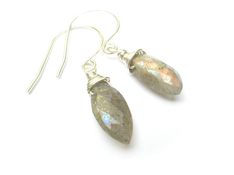 sterling Silber Ohrringe Mit Labradorit - Schillernde Bunte von Raynecloud