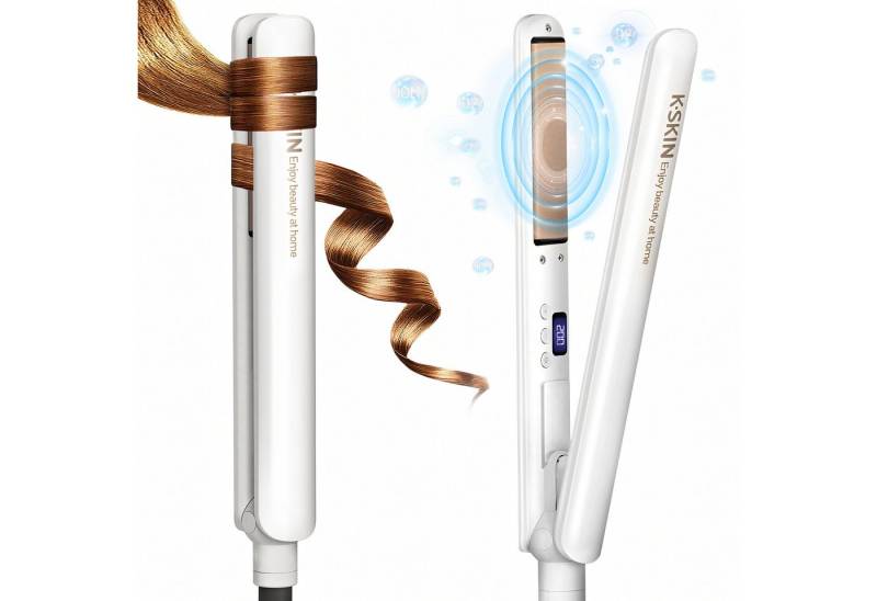 Rayofi Glätteisen 2 in 1 Pro Ionen Glätteisen, Reise Haarglätter mit temperaturkontrolle Locken und Glätten Haarglätter Antistatische -Turmalin-Keramik-Beschichtung, LCD-Display, 3D-Schwebepanel, Haarglätter für Reise, PTC 8S Schnellaufheizung, 9 Temperatur-Einstellungen, (100℃-220), Automatische Abschaltung, Hair Styler Straight & Curls von Rayofi