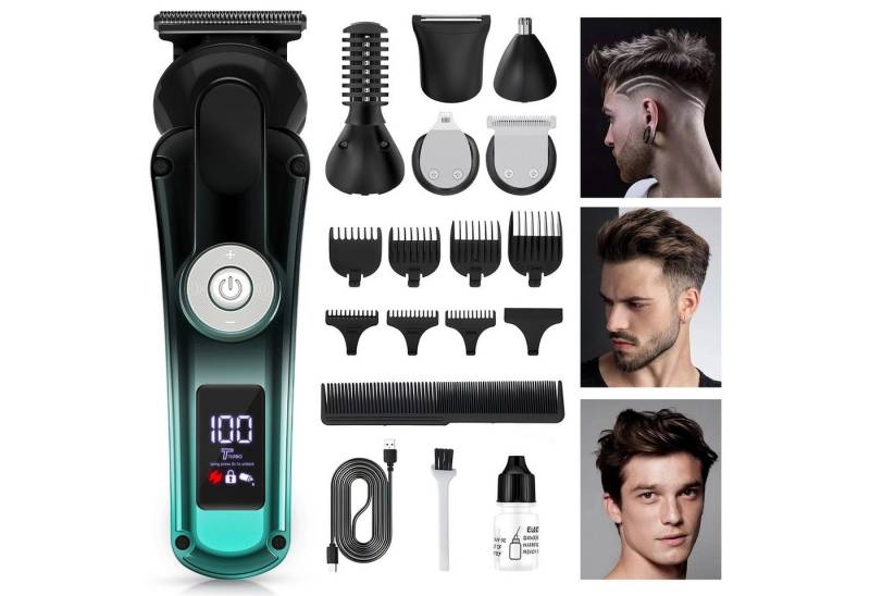 Rayofi Haarschneider, All-in-One Bartrasierer Herren, Nasenhaarschneider wasserdicht, Haarschneider profi mit LCD-Display, Elektrischer Rasierer Herren, mit 6 Scherköpfen, geeignet für zu Hause und unterwegs Rayofi Haarschneider, All-in-One Bartrasierer Herren, Nasenhaarschneider wasserdicht, Haarschneider profi mit LCD-Display, Elektrischer Rasierer Herren, mit 6 Scherköpfen, geeignet für zu Hause und unterwegs von Rayofi