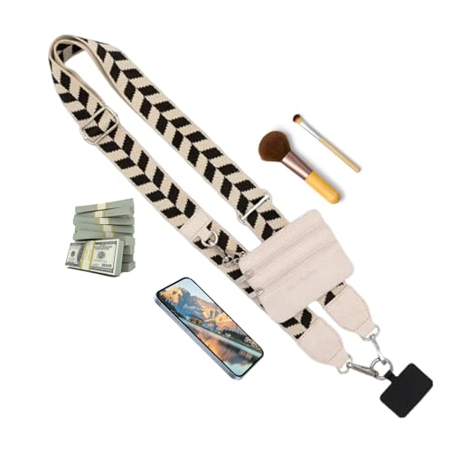 Breiter Handygurt Mit Tasche - 15X13X2 Cm Handygurt Mit Reißverschlusstasche,Handygurt Zum Umhängen Breit Und Lang,Handygurt Zum Umhängen Mit Tasche,Verstellbarer Handygurt Breit Mit Tasche, von Raypontia