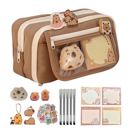 Federmäppchen Capybara Set - 21*13*7,5 Cm Capybara Bleistift Beutel,Capybara Federmäppchen Mit Mehreren Fächern,Capybara Bleistiftbox Mit Großem Fassungsvermögen,Capybara Federmäppchen Zubehör von Raypontia