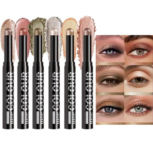 Raypontia Lidschatten Stift,Sechs Stück Augen Makeup Kreide | Mattierter Kajal Für Frauen Mädchen Täglicher Gebrauch Reise Outdoor Aktivitäten von Raypontia