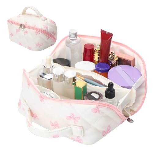 Raypontia Schleifen Kosmetiktasche,Große Niedliche Make-up Beutel | Aufbewahrung Für Kinder Schulbedarf Stifte Reisekoffer Damen Mädchen Hygiene Unterwegs von Raypontia