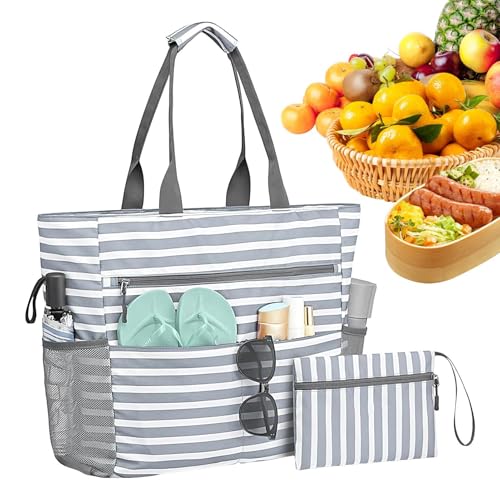 Raypontia Wasserdichte Strandtasche - Einkaufstasche wasserfeste Picknicktasche,Organizer Sanddicht Faltbare Tasche Mit Platz Für Urlaub Wasserflaschen Sonnenbrille Pool Frauen Ausflug Boot Reisen von Raypontia